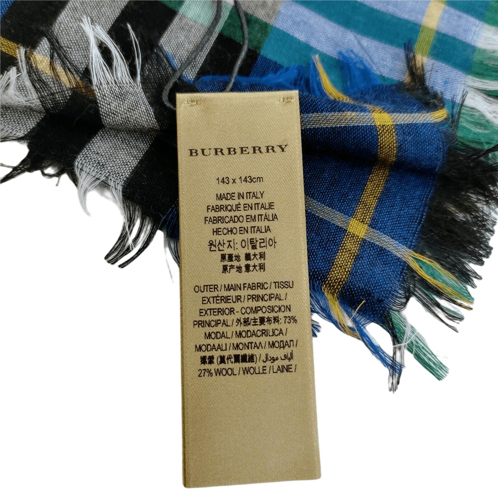 Burberry Canyan Blue Castleford Check Light Weight Large Scarf Shawl Size ONE SIZE - 4 Thumbnail