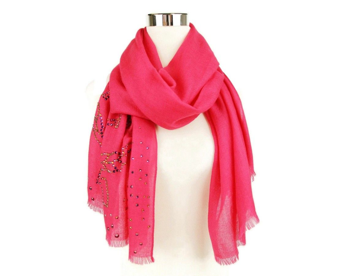 MCM Women's Magenta Love Potion Cashmere With Crystal Logo Size ONE SIZE - 5 Thumbnail