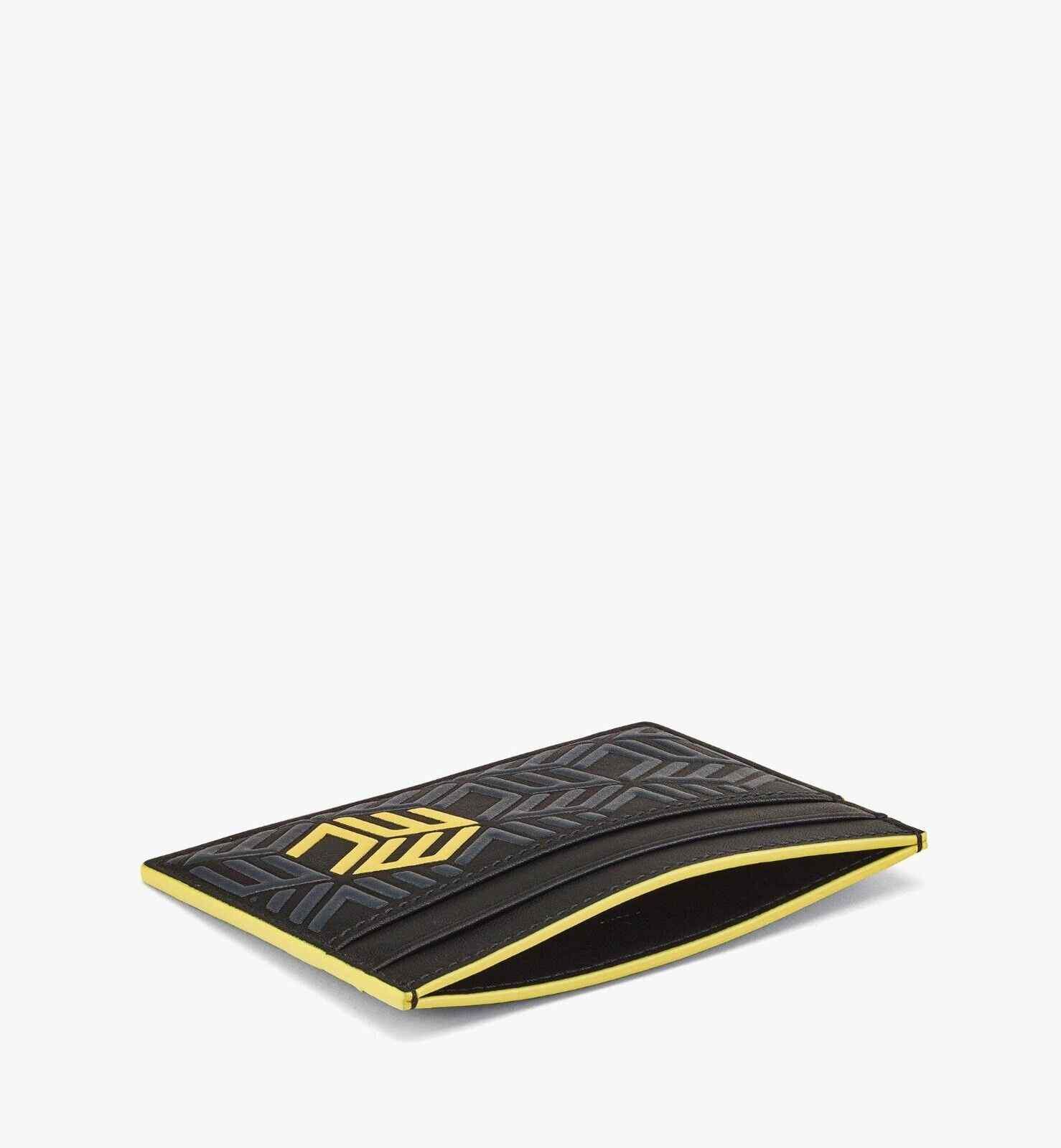 MCM Black Unisex in Cubic Monogram Yellow Emblem Logo Card Case Size ONE SIZE - 9 Thumbnail