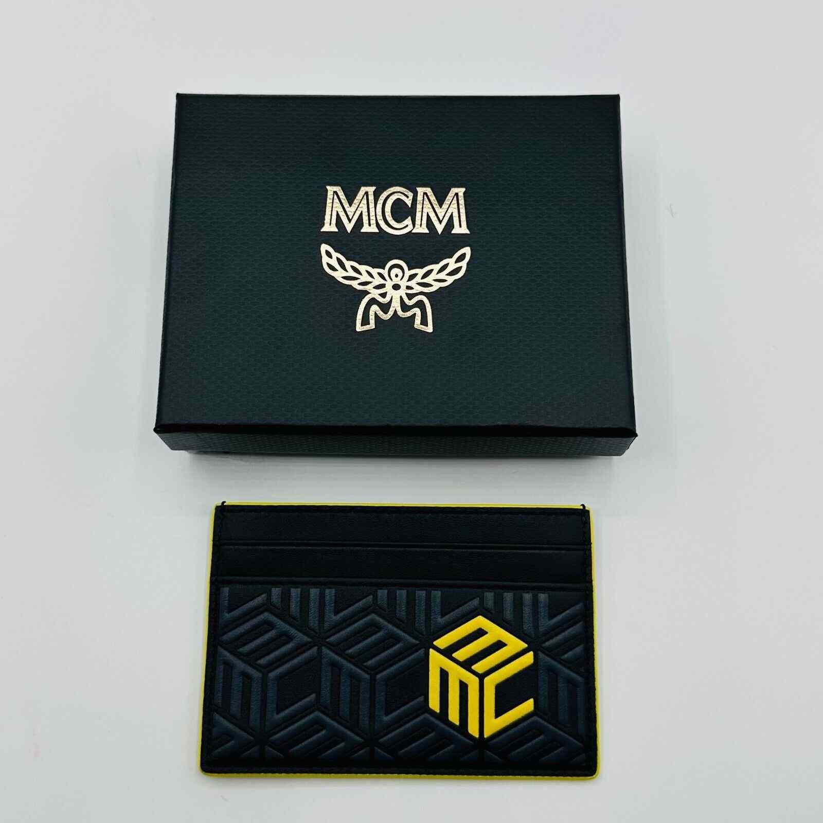 MCM Black Unisex in Cubic Monogram Yellow Emblem Logo Card Case Size ONE SIZE - 7 Thumbnail