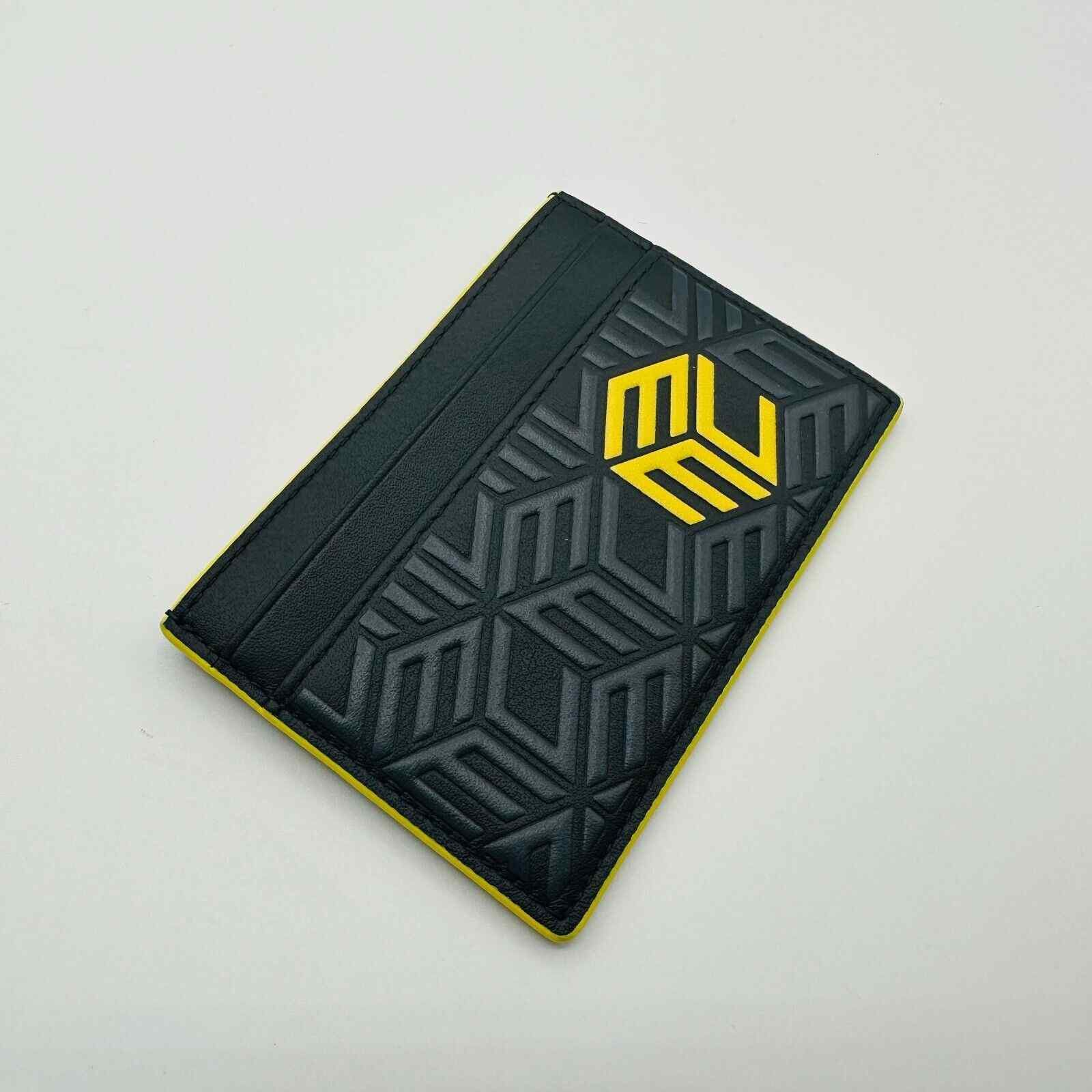MCM Black Unisex in Cubic Monogram Yellow Emblem Logo Card Case Size ONE SIZE - 3 Thumbnail