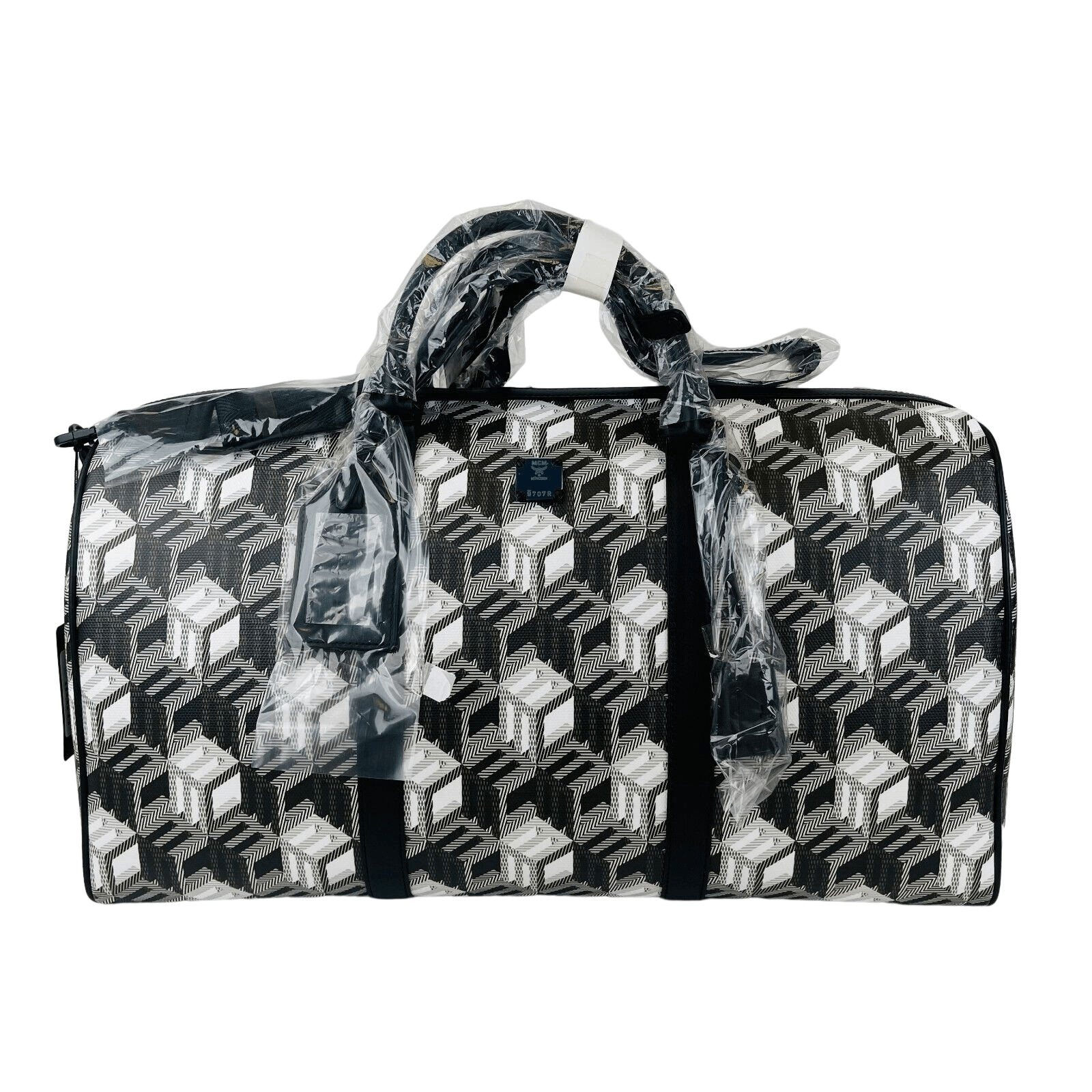 MCM Women's Black/White Cubic Monogram Canvas Weekender Duffel Size ONE SIZE - 2 Thumbnail