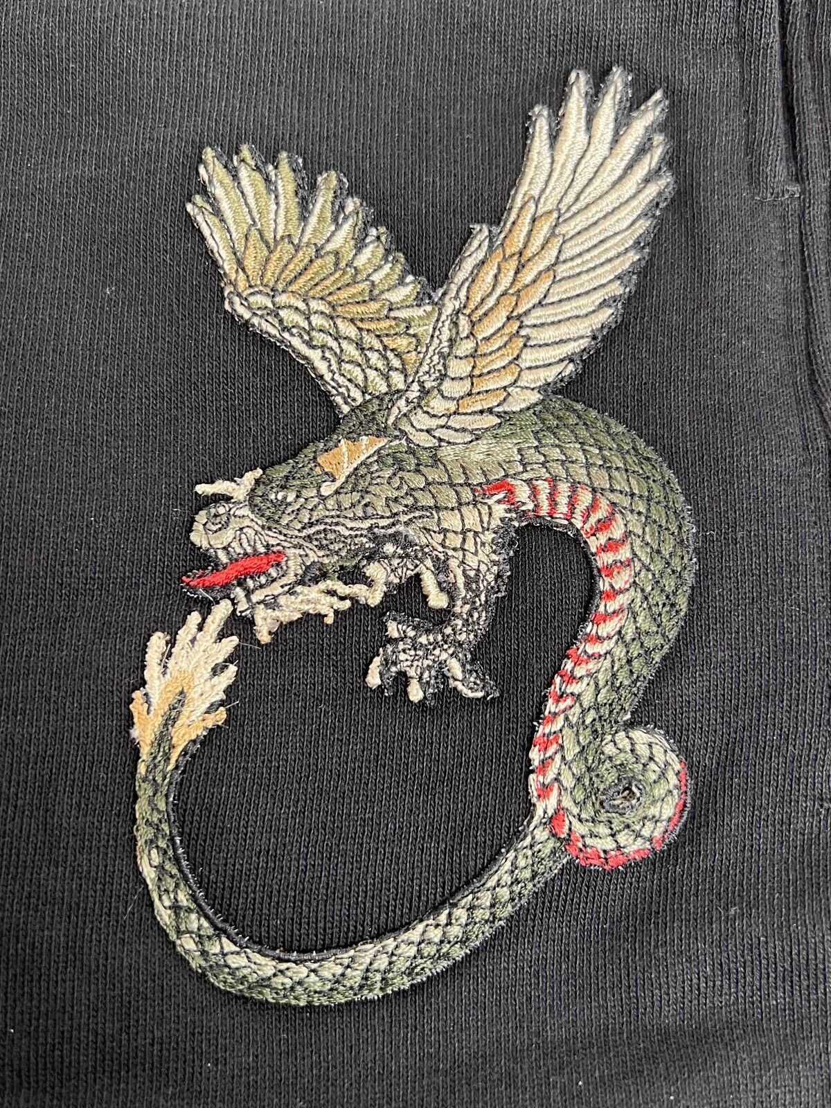 Alexander McQueen Men's Black Cotton Short w/Green Dragon Patch Size US L / EU 52-54 / 3 - 3 Thumbnail