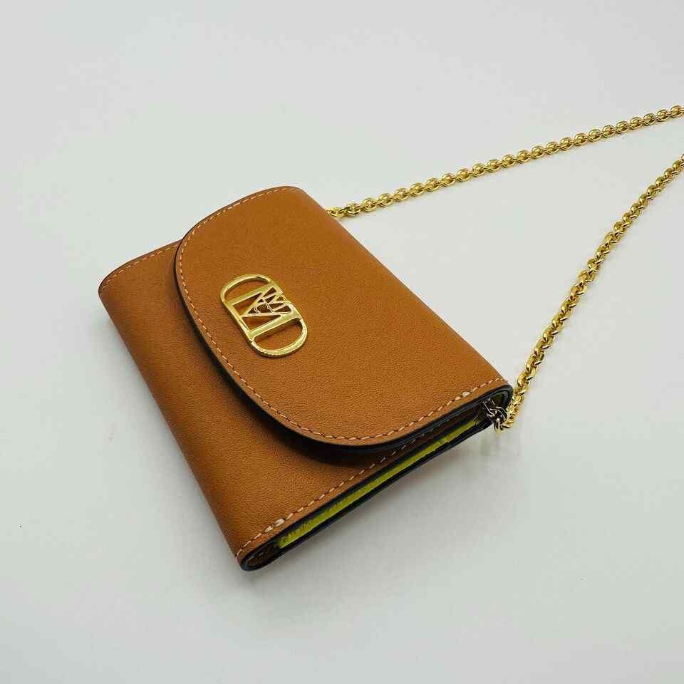 MCM Women's Cognac Brown Leather Mini Fold Chain Wallet Size ONE SIZE - 4 Thumbnail