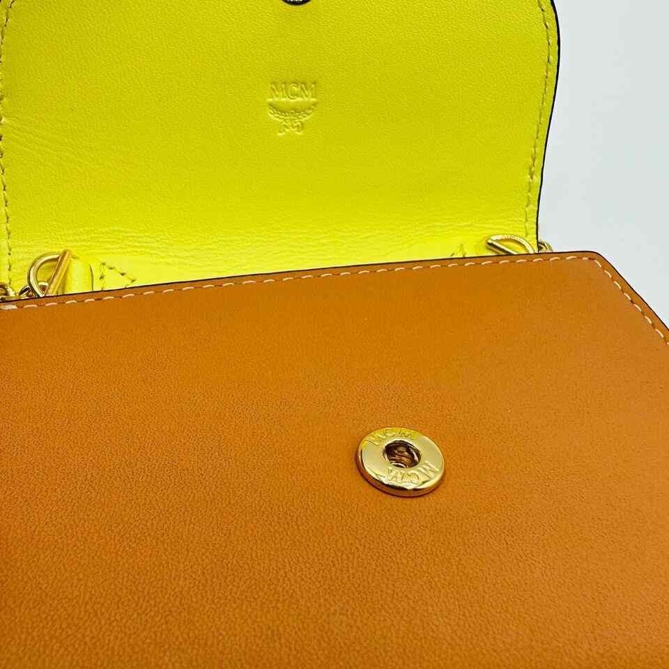 MCM Women's Cognac Brown Leather Mini Fold Chain Wallet Size ONE SIZE - 6 Thumbnail