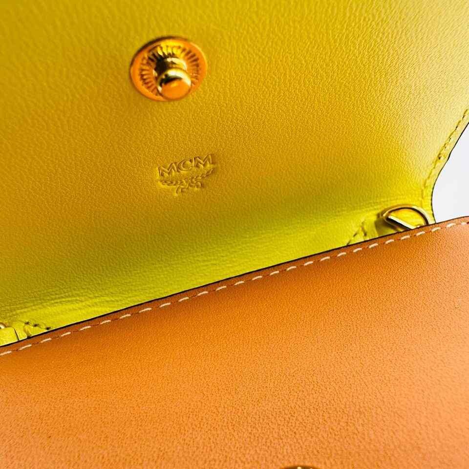 MCM Women's Cognac Brown Leather Mini Fold Chain Wallet Size ONE SIZE - 9 Thumbnail