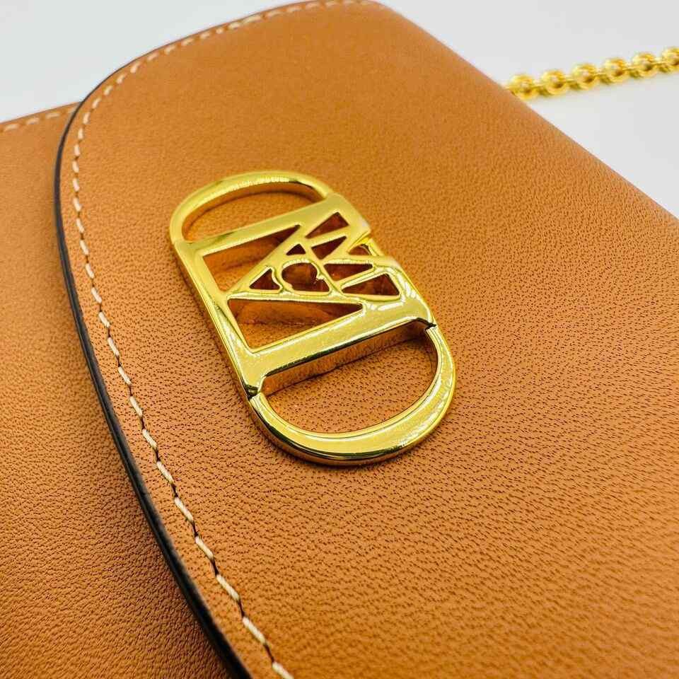 MCM Women's Cognac Brown Leather Mini Fold Chain Wallet Size ONE SIZE - 5 Thumbnail