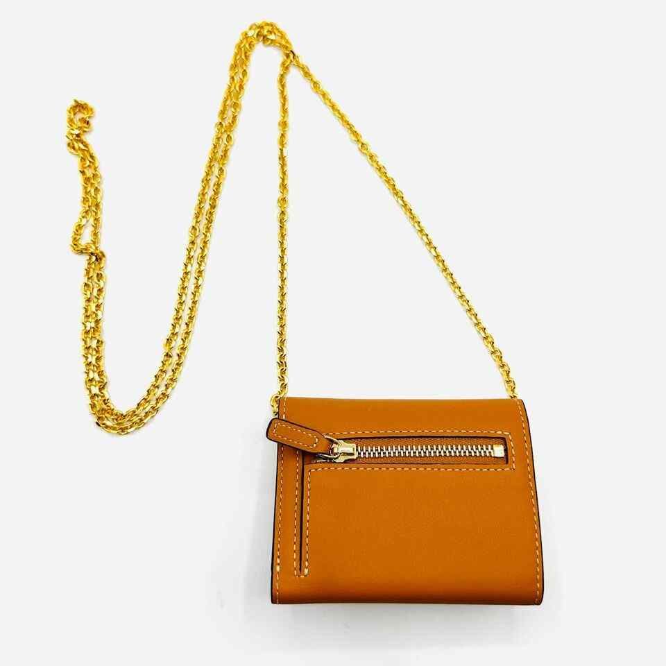 MCM Women's Cognac Brown Leather Mini Fold Chain Wallet Size ONE SIZE - 2 Thumbnail