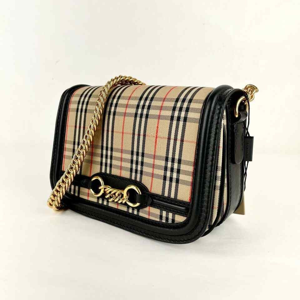 Burberry Women's House Check Canvas Small Chain Link Shoulder Bag Size ONE SIZE - 6 Thumbnail