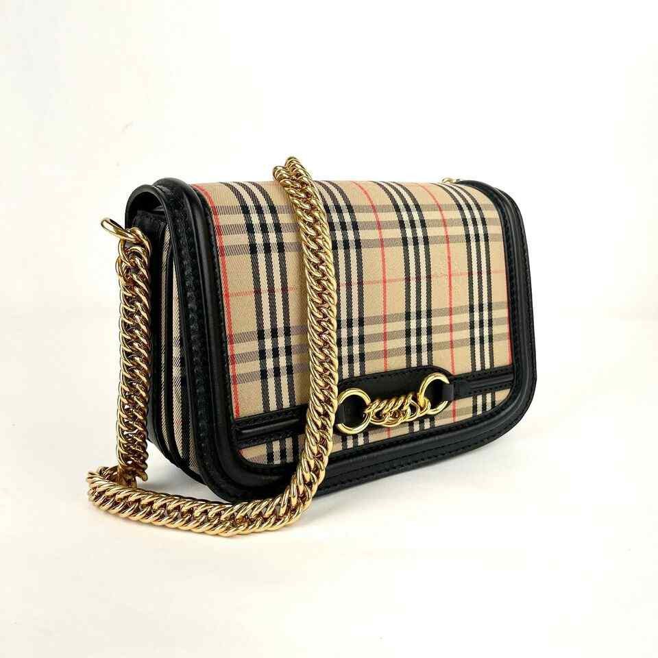 Burberry Women's House Check Canvas Small Chain Link Shoulder Bag Size ONE SIZE - 5 Thumbnail