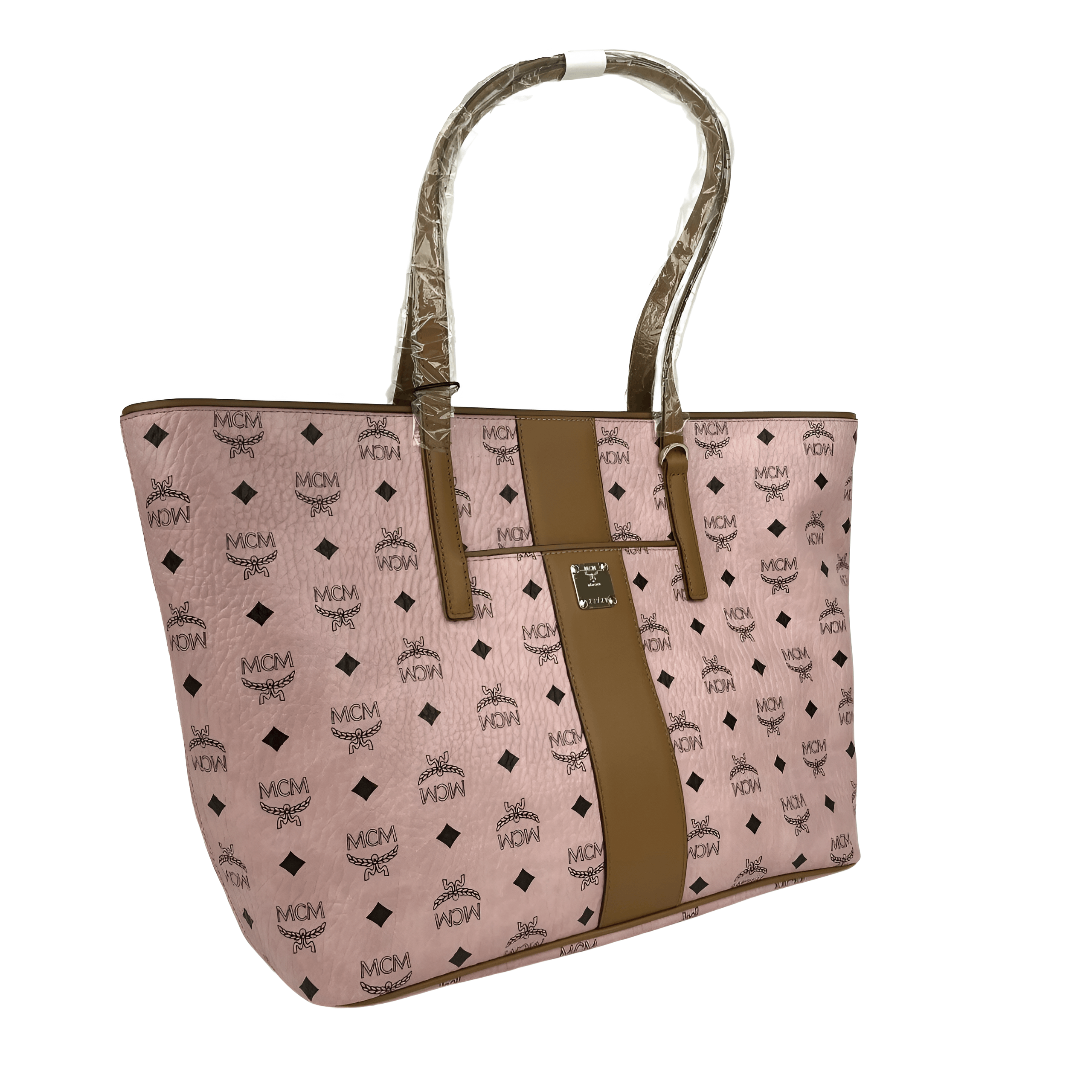 Women's Anya Pink Monogram Visetos Canvas Medium Shopper