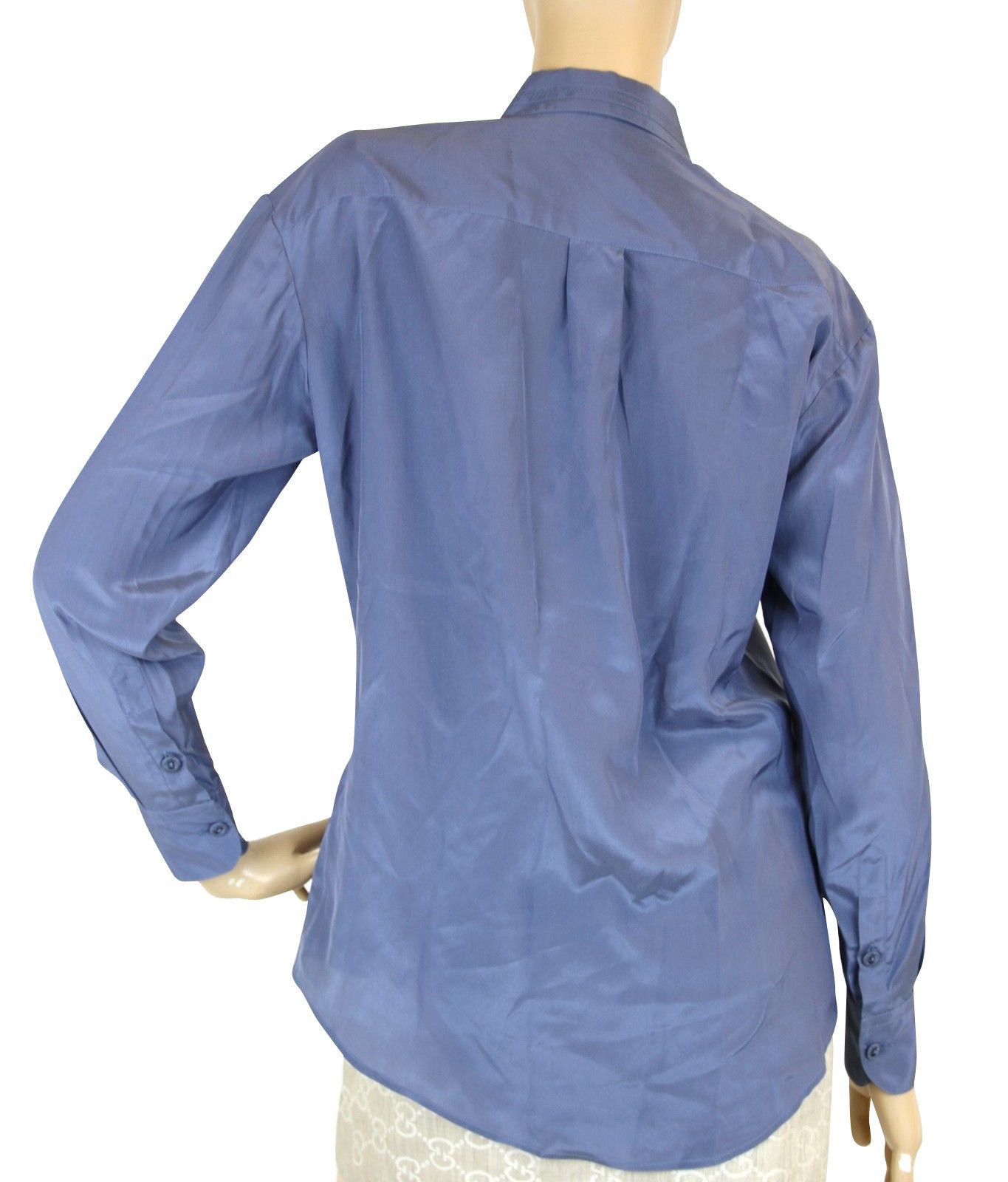 Bottega Veneta Women's Button Up Blue Silk Long Sleeve Shirt (38) Size XS / US 0-2 / IT 36-38 - 3 Thumbnail