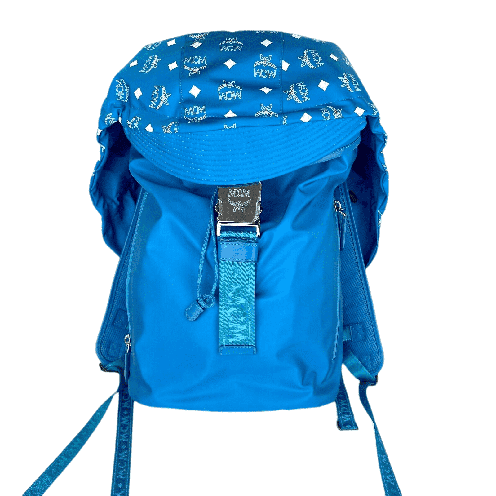 MCM Women's Blue Nylon Luft Hoodie Backpack With Detachable Size ONE SIZE - 3 Thumbnail