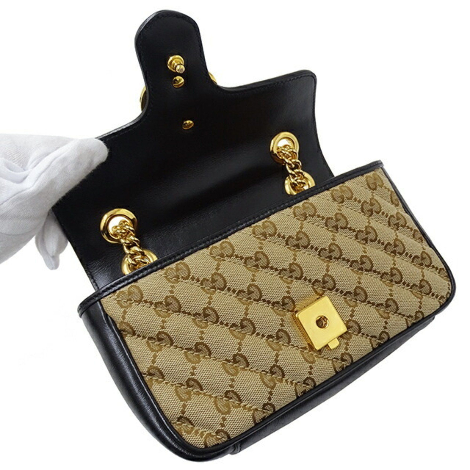 Gucci Gg Marmont Beige Canvas Shoulder Bag (Pre-Owned) Size ONE SIZE - 4 Thumbnail