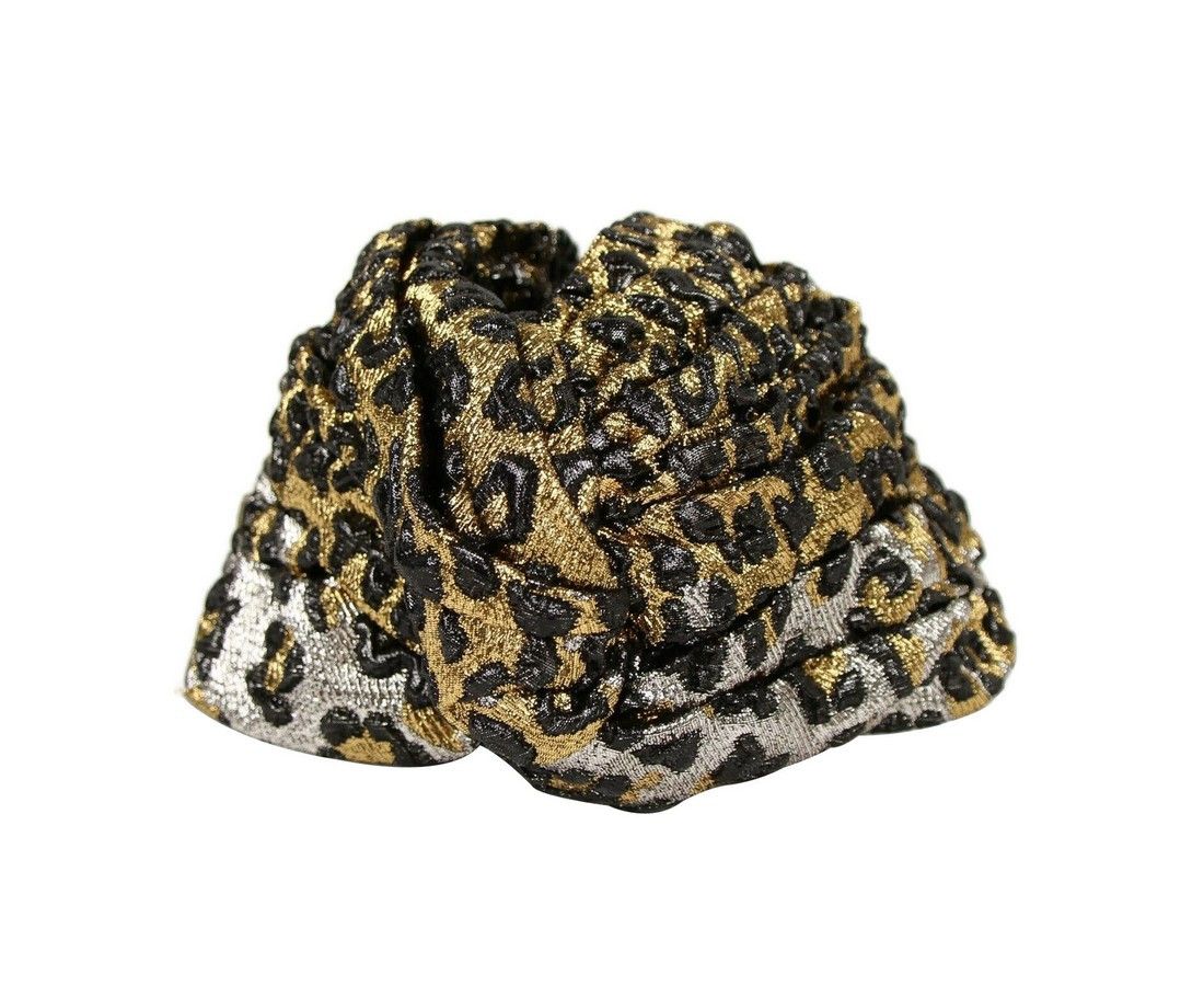 Gucci Women's Gold / Silver Metallic Leopard Print Turban Size ONE SIZE - 2 Thumbnail