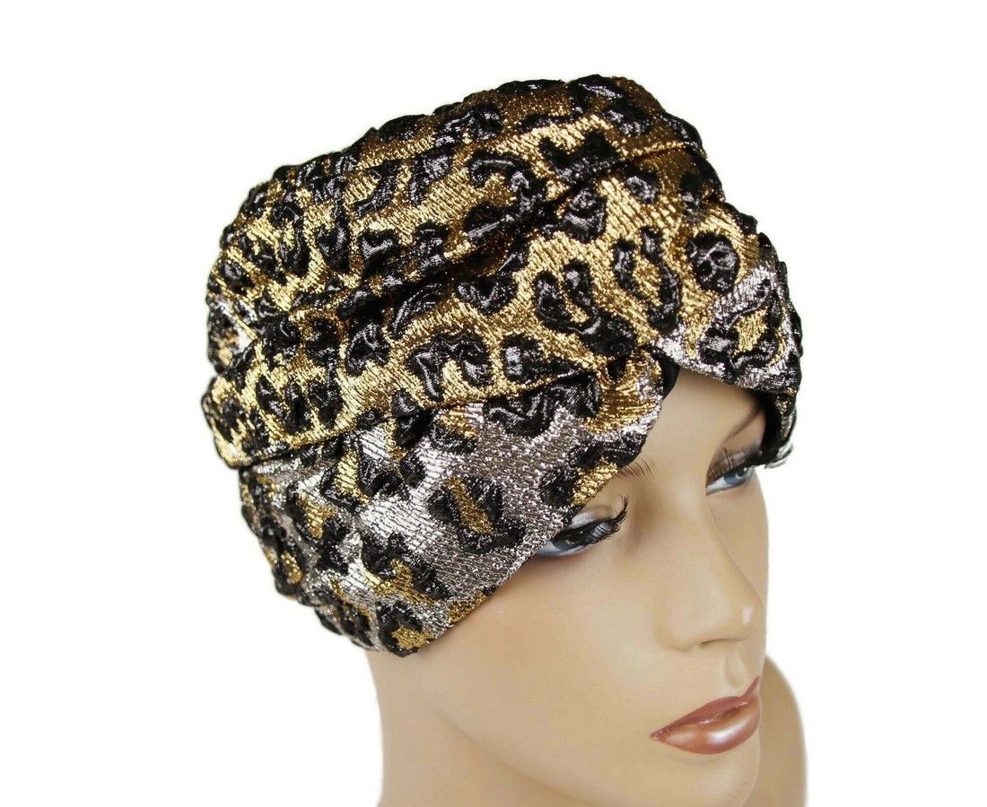 Gucci Women's Gold / Silver Metallic Leopard Print Turban Size ONE SIZE - 6 Thumbnail
