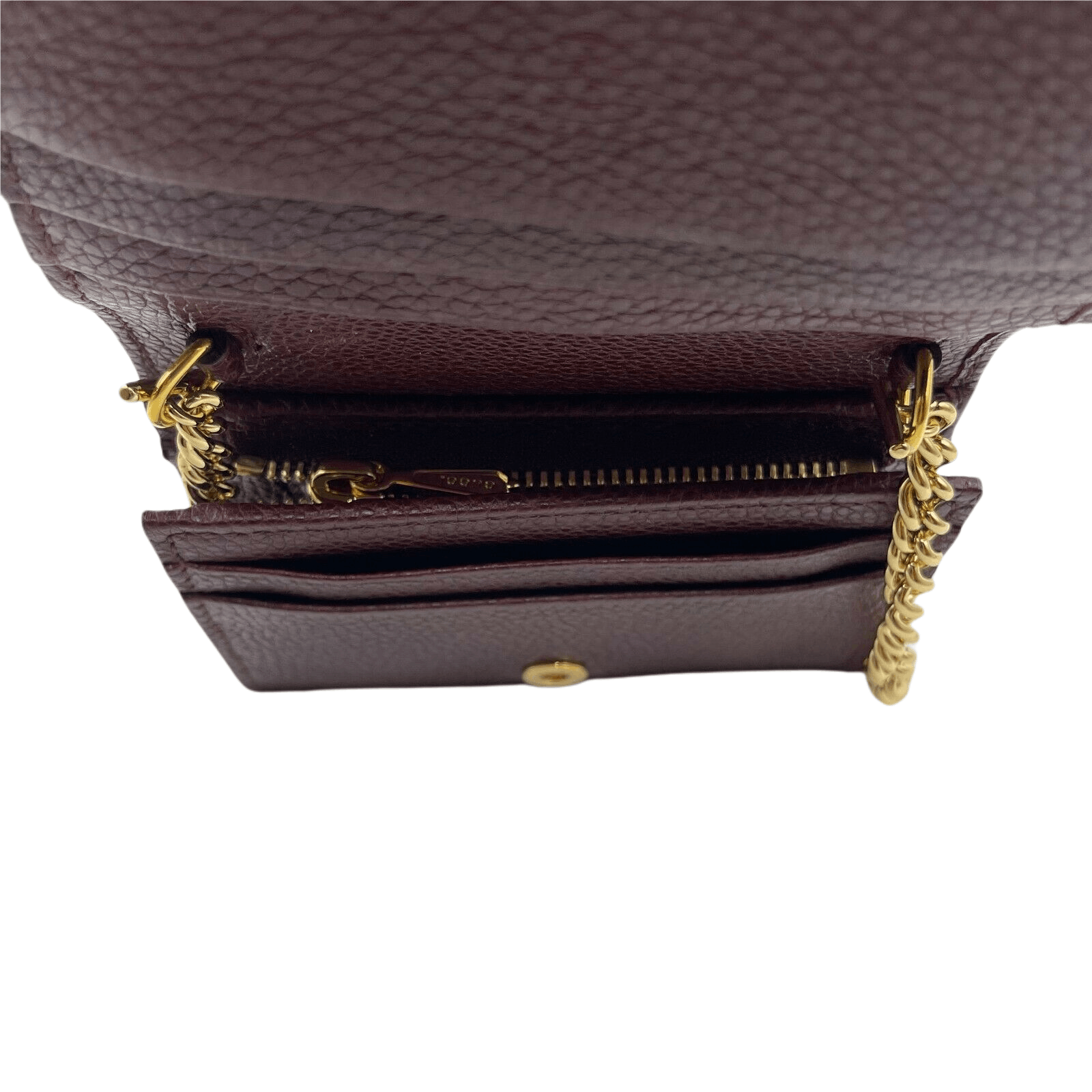 Gucci Zumi Burgundy Leather Gold Chain Bi-Fold Mini Wallet Size ONE SIZE - 9 Thumbnail