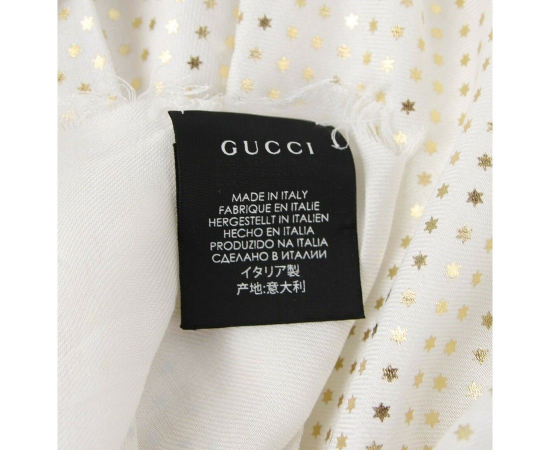 Gucci Women's White Modal / Cashmere "GUCCY" Star Print Large Size ONE SIZE - 4 Thumbnail