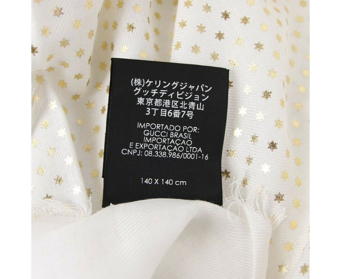 Gucci Women's White Modal / Cashmere "GUCCY" Star Print Large Size ONE SIZE - 6 Thumbnail