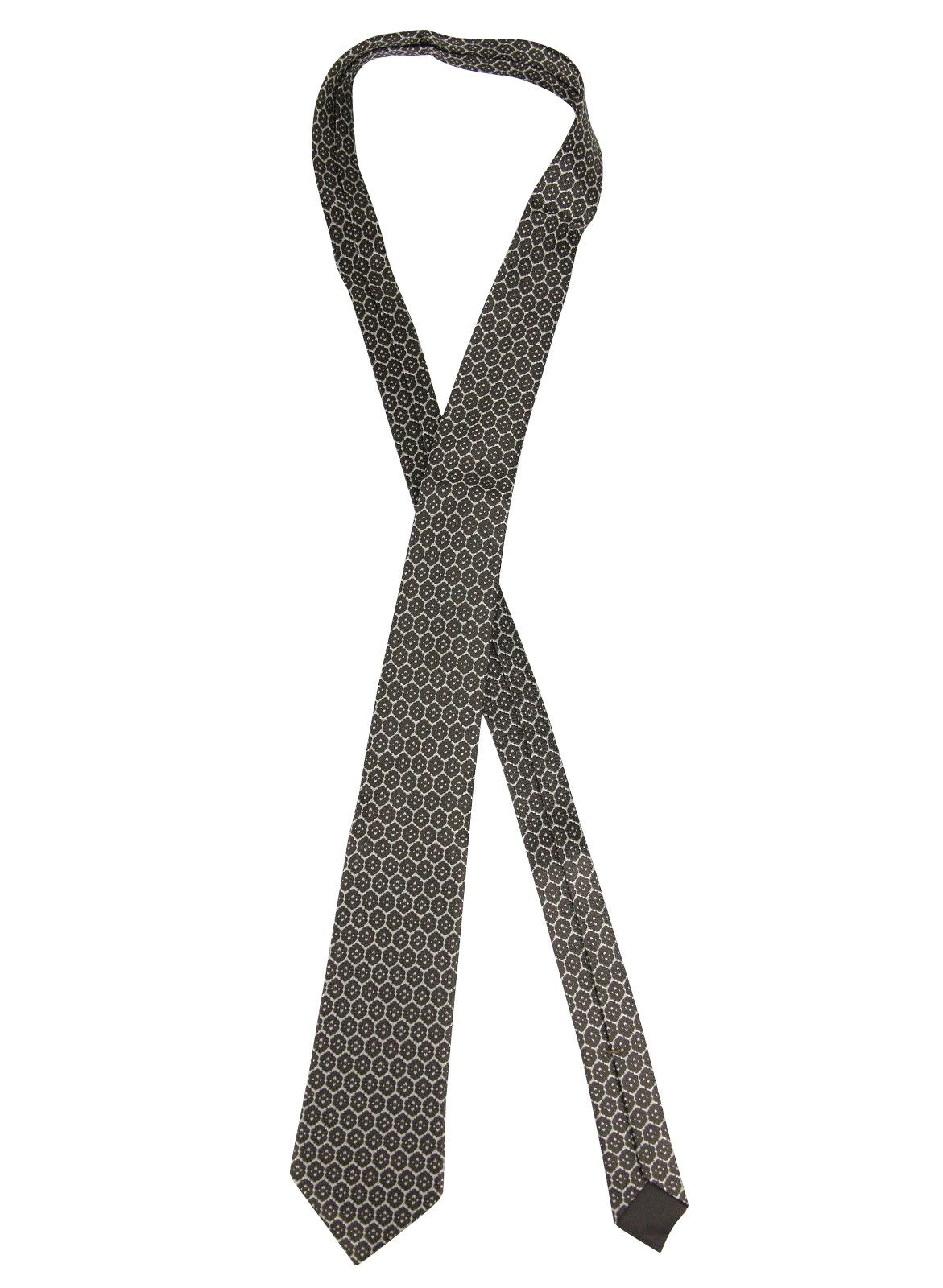 Bottega Veneta Men's Flower Print Beige / Dark Brown Silk Woven Tie Size ONE SIZE - 5 Thumbnail