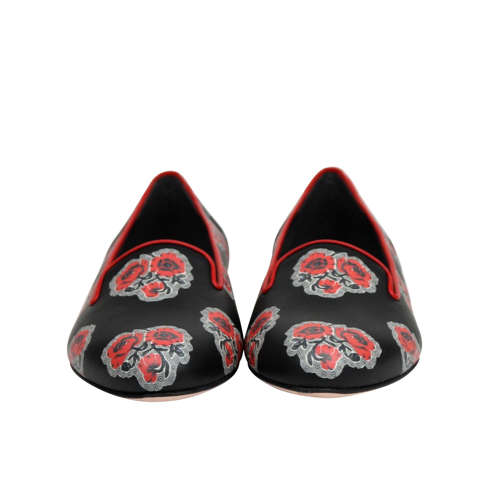 Alexander McQueen Women's Rose Pattern Black Leather Slipper Shoes (37 EU / 7 Size US 7 / IT 37 - 3 Thumbnail