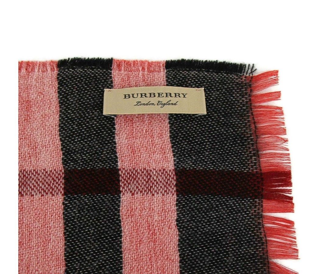 Burberry Women's Military Red Reversible Color Check Wool Scarf Size ONE SIZE - 3 Thumbnail