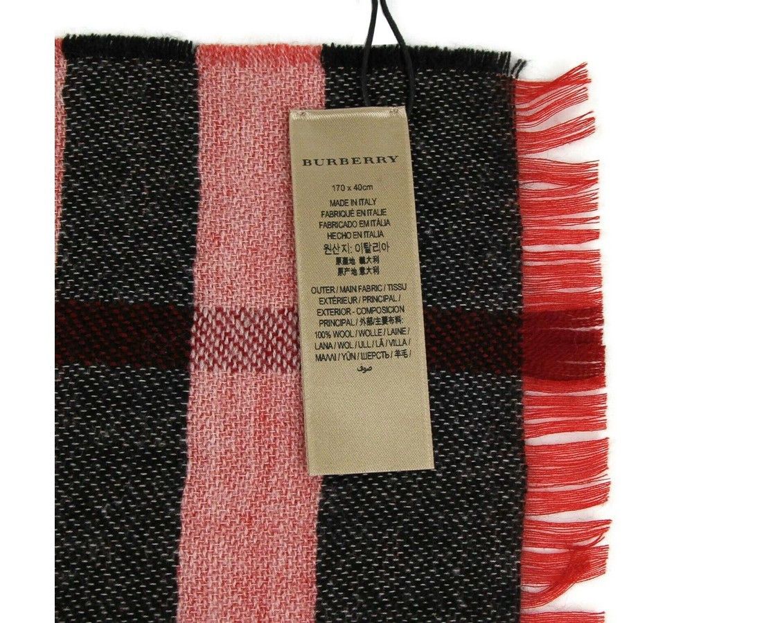 Burberry Women's Military Red Reversible Color Check Wool Scarf Size ONE SIZE - 2 Thumbnail
