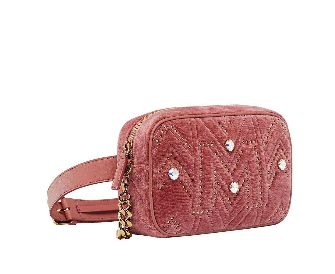MCM Women's Pink Velvet Crystal Studs Crossbody Camera Bag Size ONE SIZE - 2 Thumbnail
