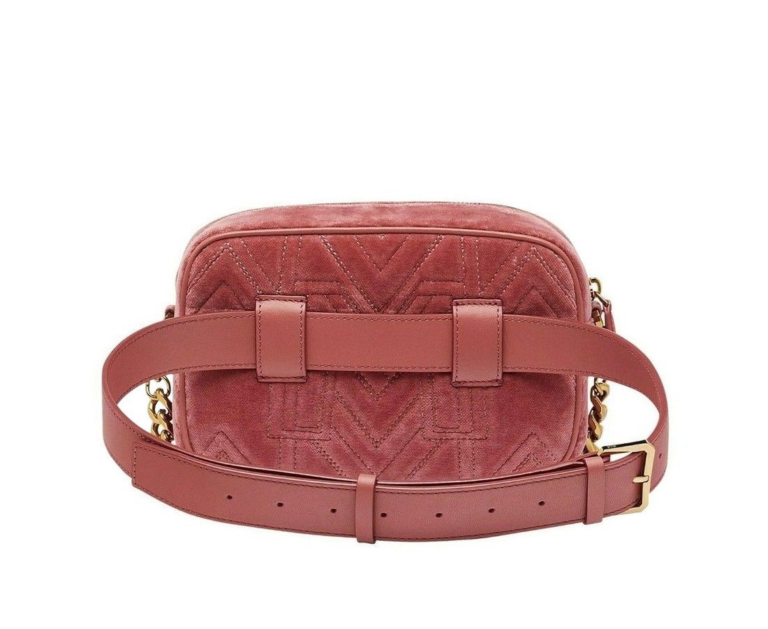 MCM Women's Pink Velvet Crystal Studs Crossbody Camera Bag Size ONE SIZE - 3 Thumbnail