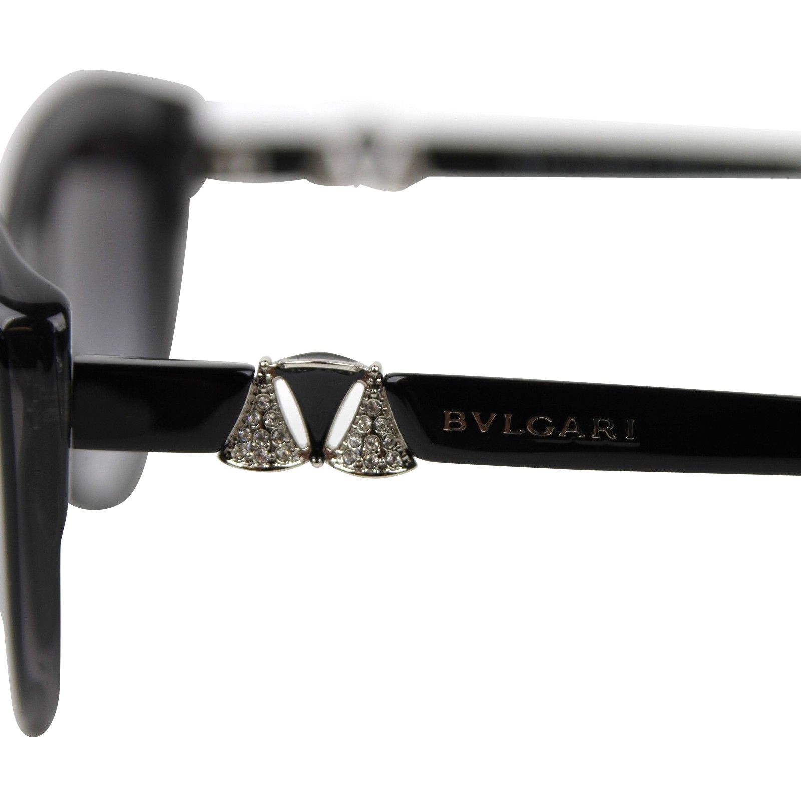 Bvlgari Women's Triangle Crystal Black Plastic Cat Eye Sunglasses Size ONE SIZE - 6 Thumbnail