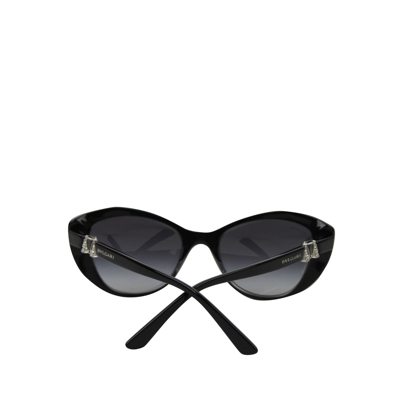 Bvlgari Women's Triangle Crystal Black Plastic Cat Eye Sunglasses Size ONE SIZE - 5 Thumbnail