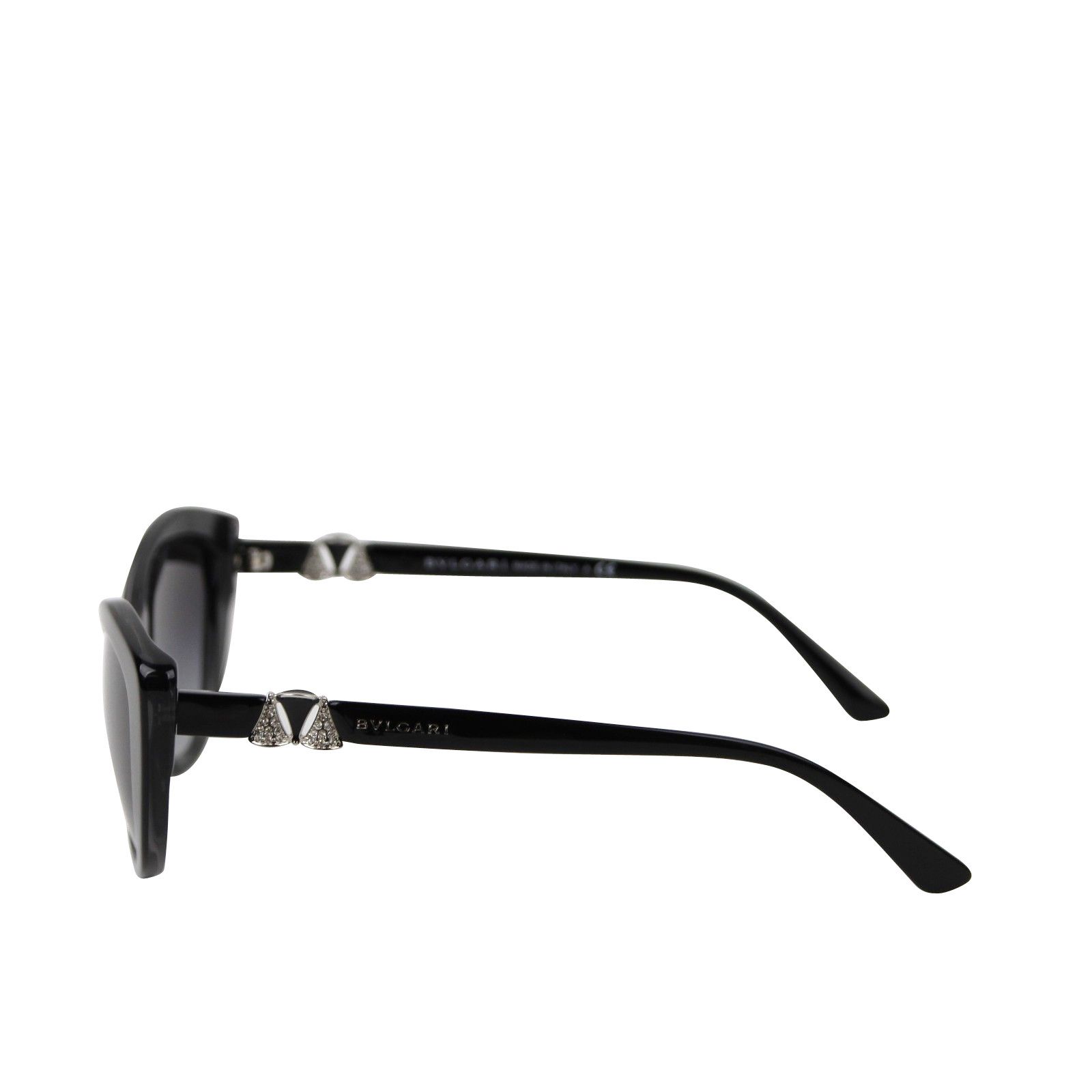 Bvlgari Women's Triangle Crystal Black Plastic Cat Eye Sunglasses Size ONE SIZE - 4 Thumbnail