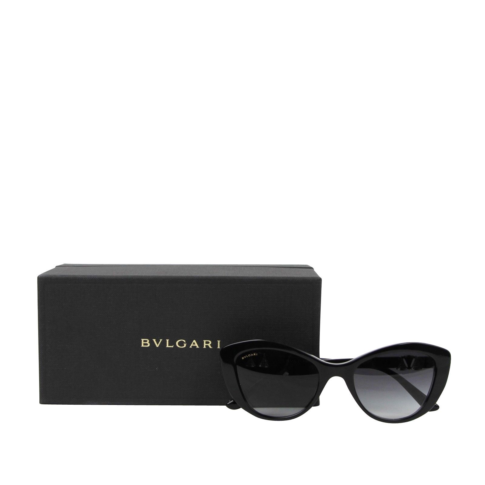Bvlgari Women's Triangle Crystal Black Plastic Cat Eye Sunglasses Size ONE SIZE - 2 Thumbnail