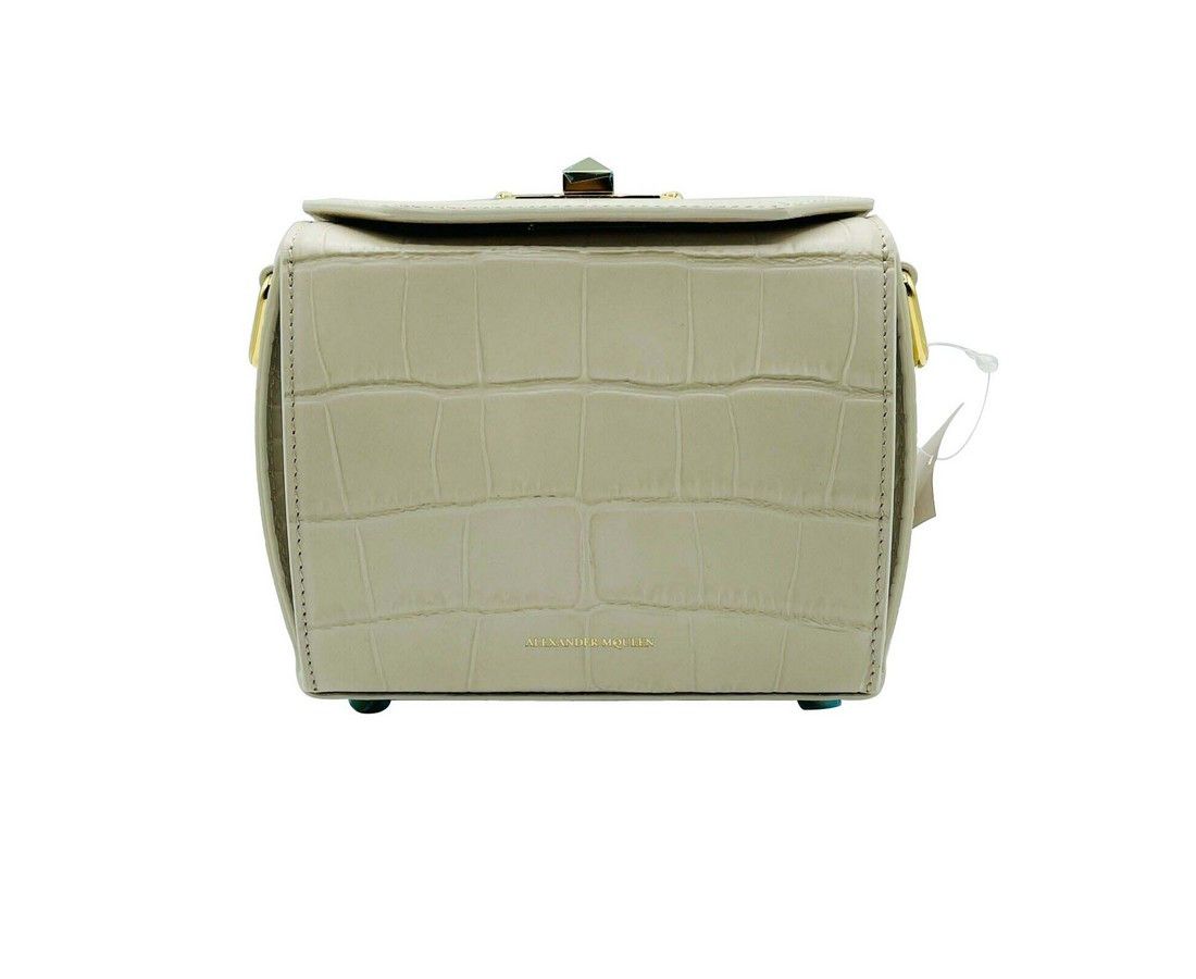 Alexander McQueen Women's Off White Crocodile Embossed Leather Box 16 Size ONE SIZE - 2 Thumbnail