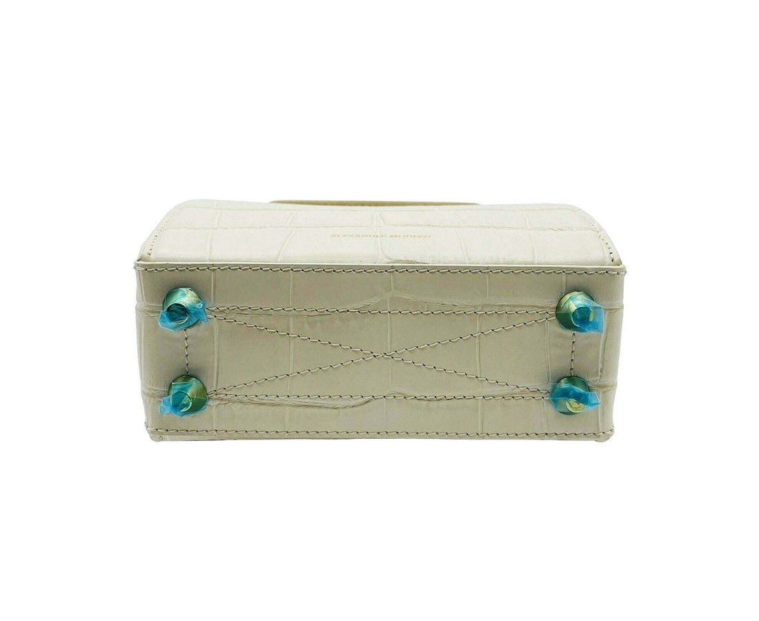 Alexander McQueen Women's Off White Crocodile Embossed Leather Box 16 Size ONE SIZE - 5 Thumbnail