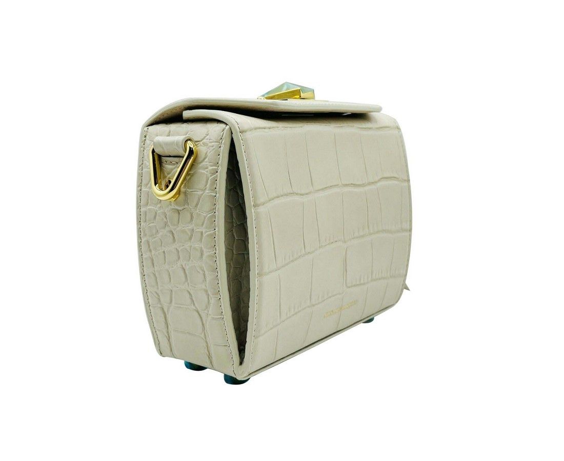 Alexander McQueen Women's Off White Crocodile Embossed Leather Box 16 Size ONE SIZE - 3 Thumbnail