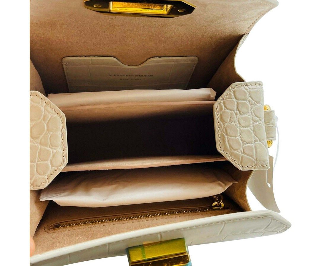 Alexander McQueen Women's Off White Crocodile Embossed Leather Box 16 Size ONE SIZE - 7 Thumbnail