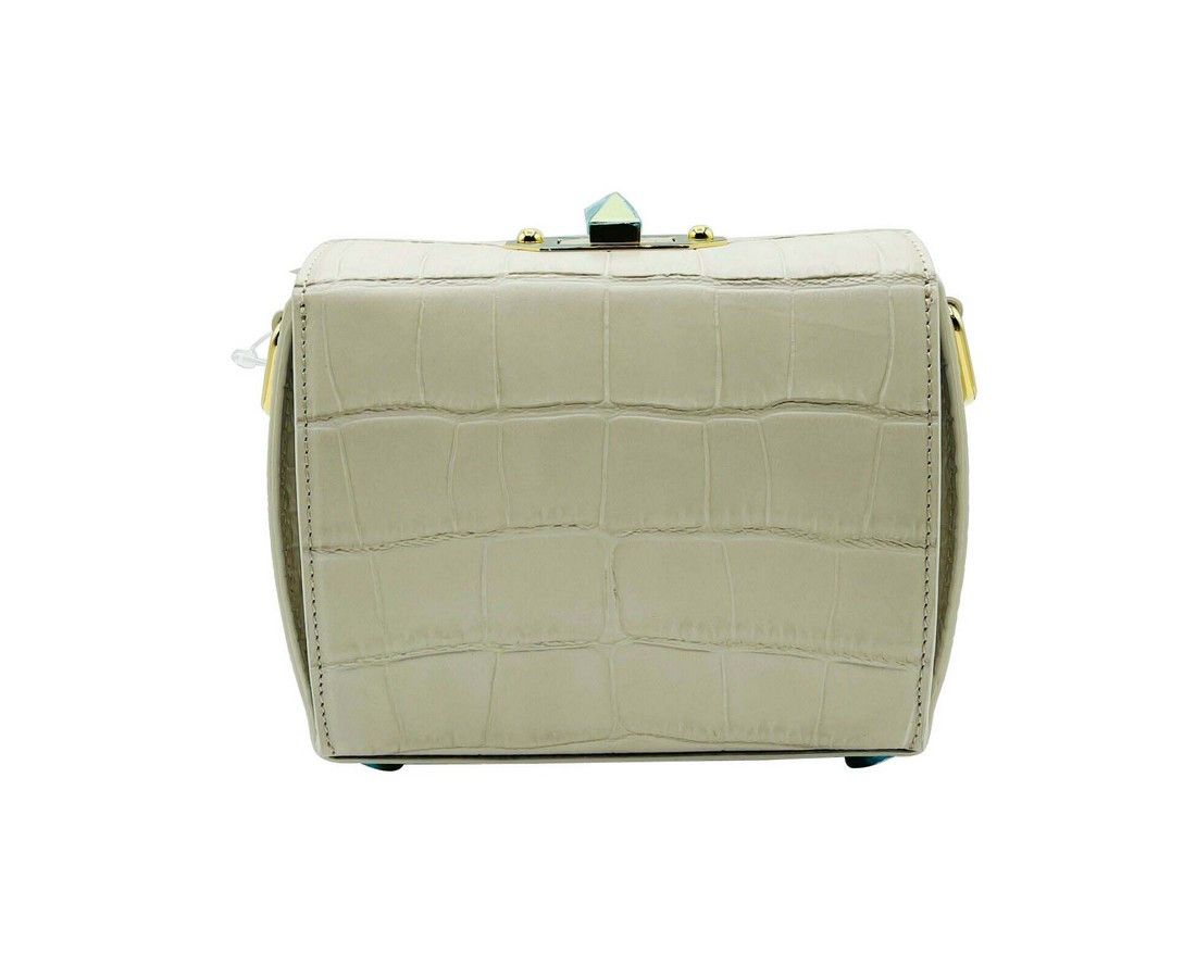 Alexander McQueen Women's Off White Crocodile Embossed Leather Box 16 Size ONE SIZE - 4 Thumbnail