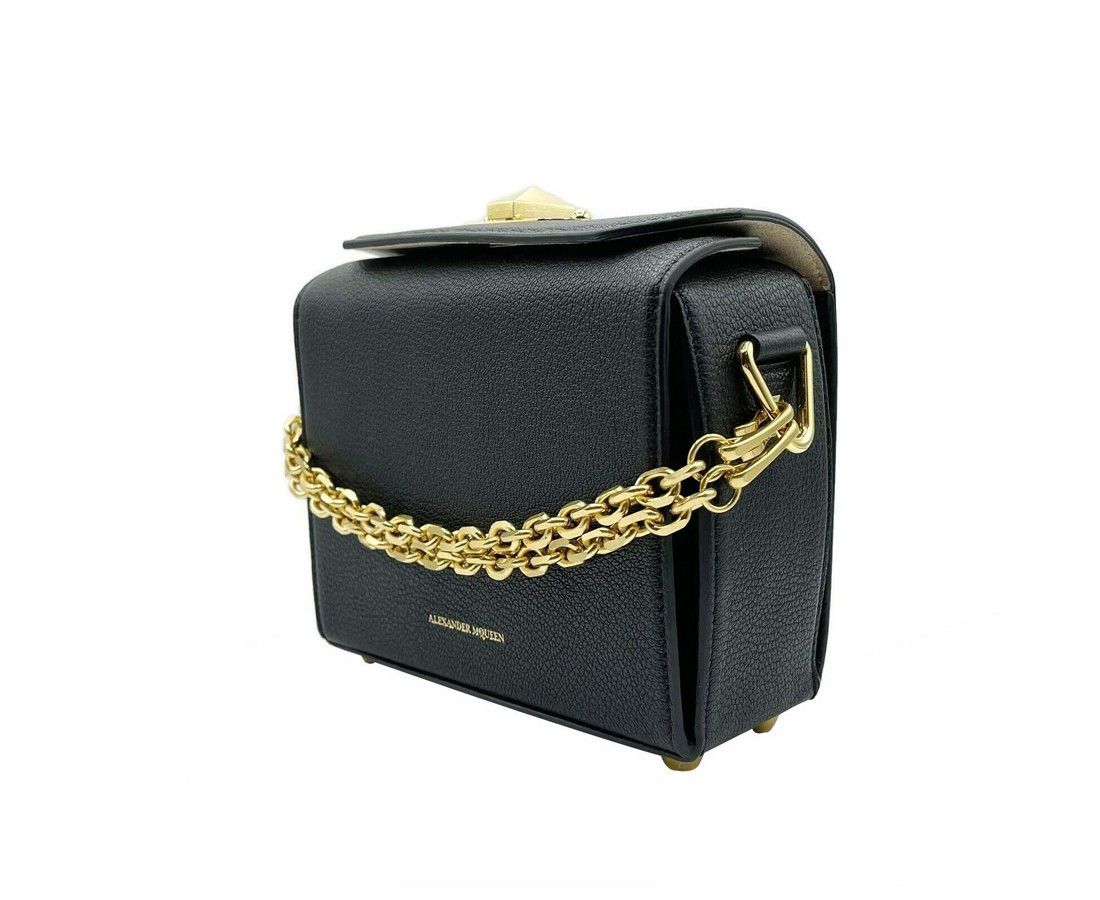 Alexander McQueen Women's Black Leather Box 19 With Gold Hardware Crossbody Size ONE SIZE - 4 Thumbnail