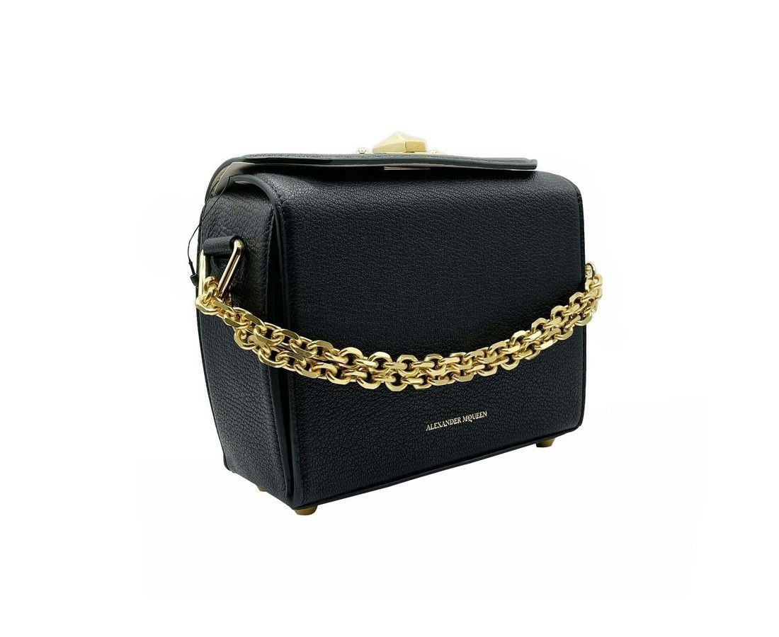 Alexander McQueen Women's Black Leather Box 19 With Gold Hardware Crossbody Size ONE SIZE - 3 Thumbnail