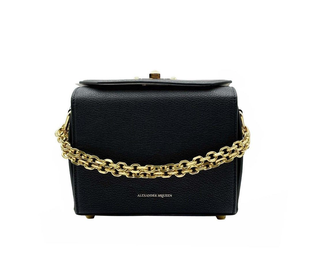 Alexander McQueen Women's Black Leather Box 19 With Gold Hardware Crossbody Size ONE SIZE - 2 Thumbnail