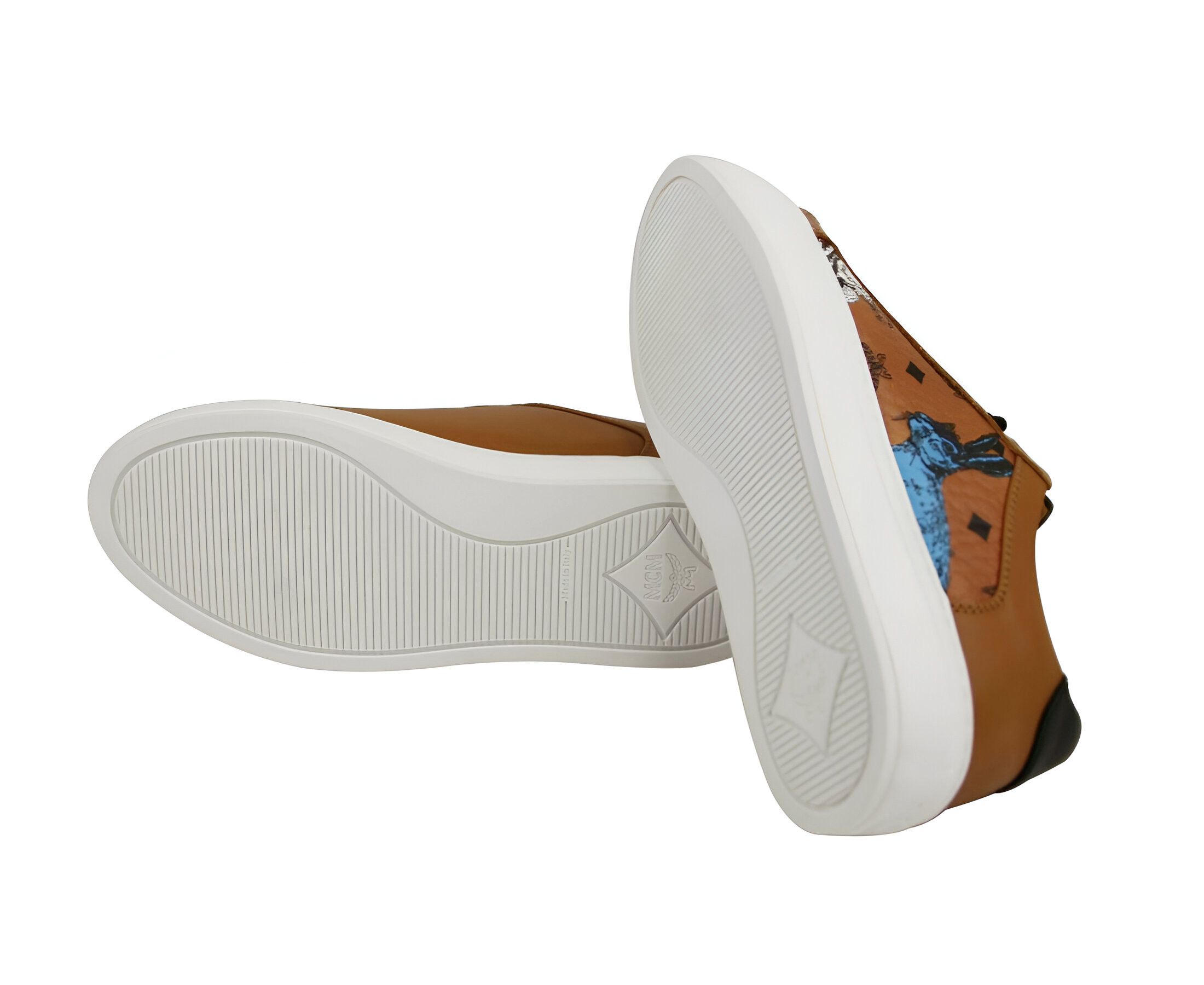 MCM Women's Cognac Brown Visetos Leather Rabbit Print Sneakers Size US 6 / IT 36 - 8 Thumbnail