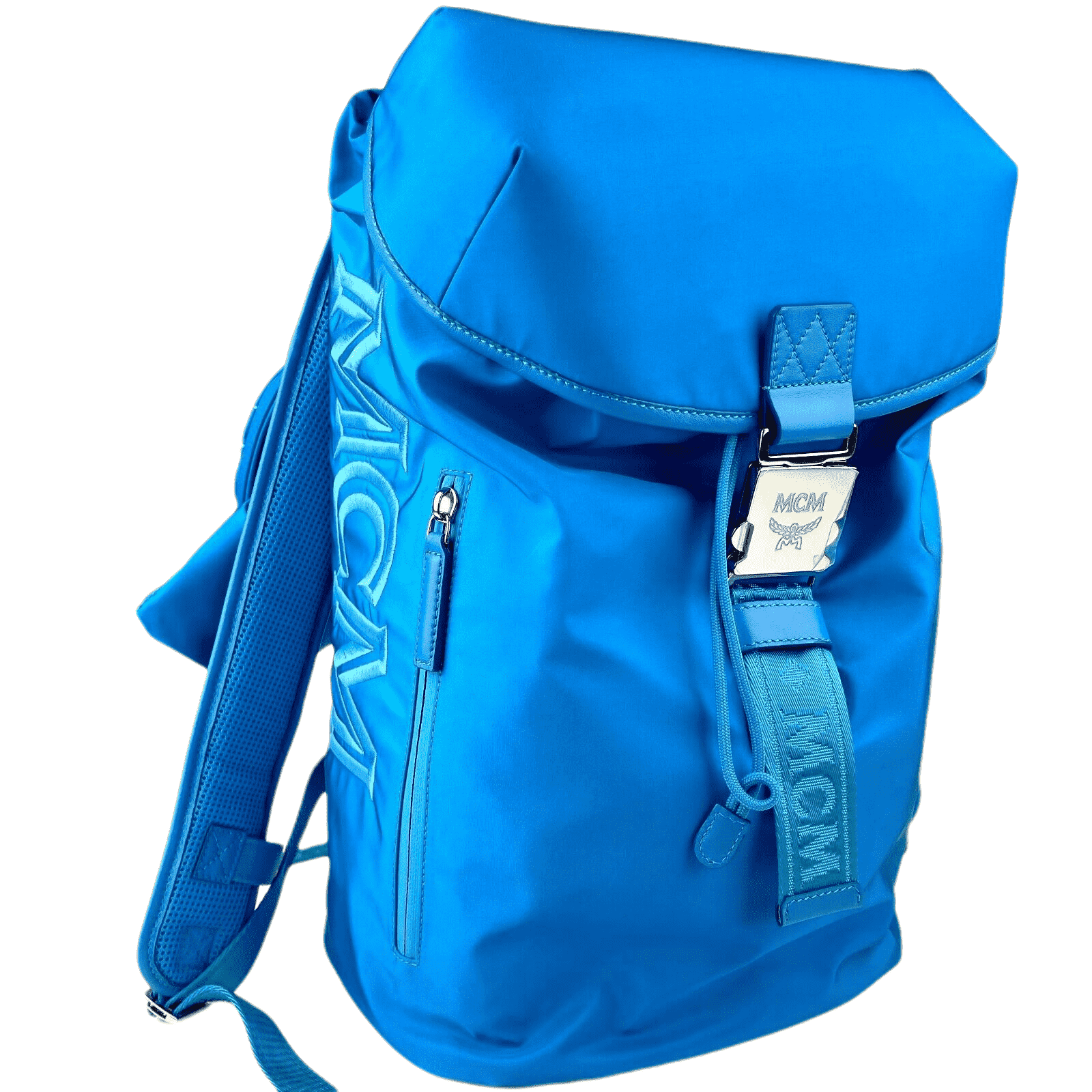 MCM Women's Blue Nylon Luft Hoodie Backpack With Detachable Size ONE SIZE - 4 Thumbnail