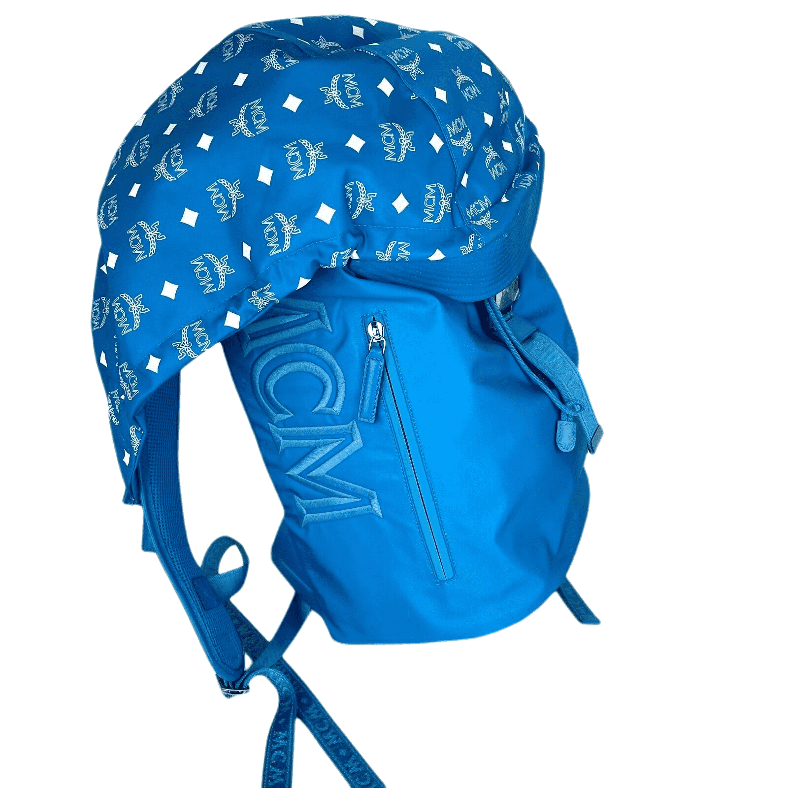 MCM Women's Blue Nylon Luft Hoodie Backpack With Detachable Size ONE SIZE - 5 Thumbnail