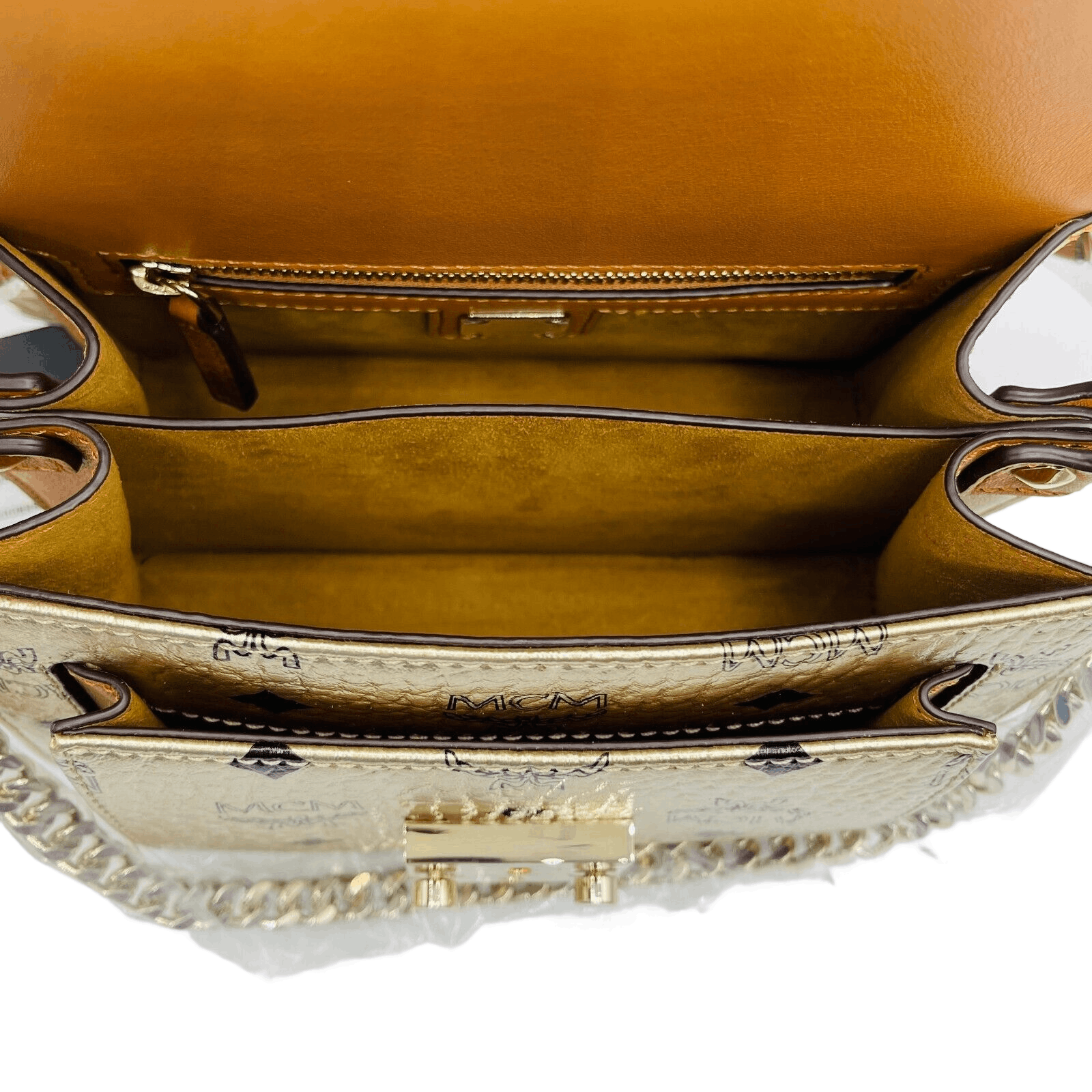 MCM Women's Patricia Mini Berlin Gold Coated Canvas Crossbody Size ONE SIZE - 7 Thumbnail