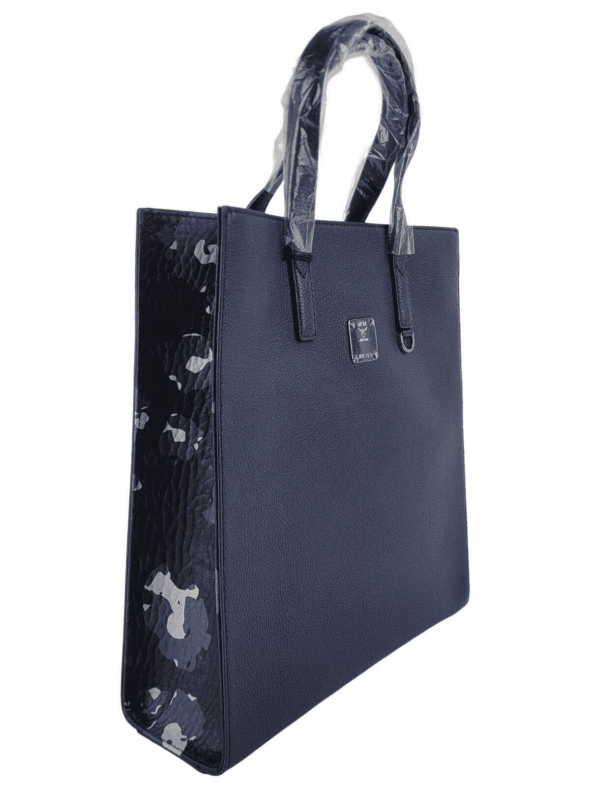 MCM Navy Leather Messenger Tote Bag with Camo Print Size ONE SIZE - 3 Thumbnail