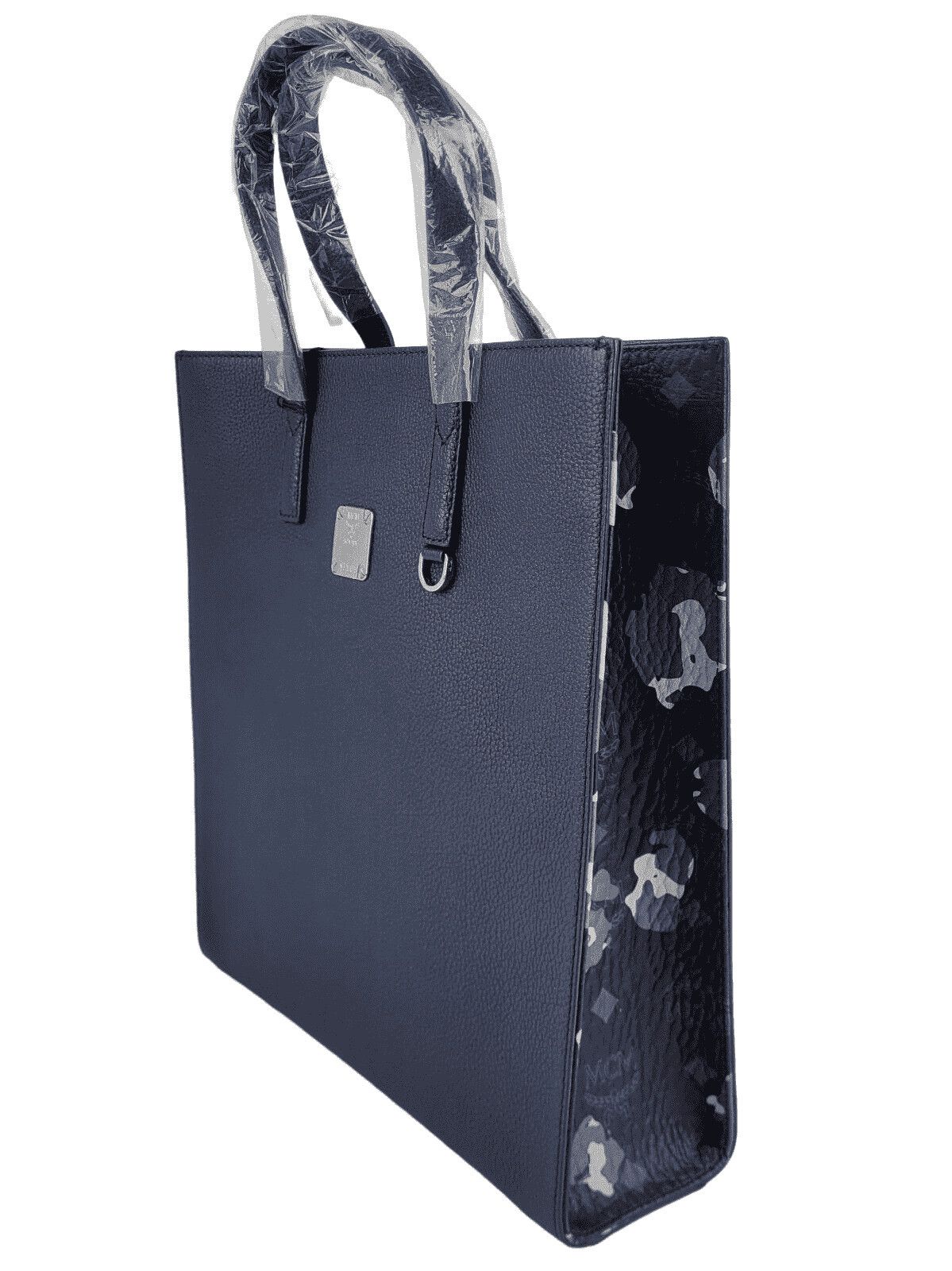 MCM Navy Leather Messenger Tote Bag with Camo Print Size ONE SIZE - 4 Thumbnail
