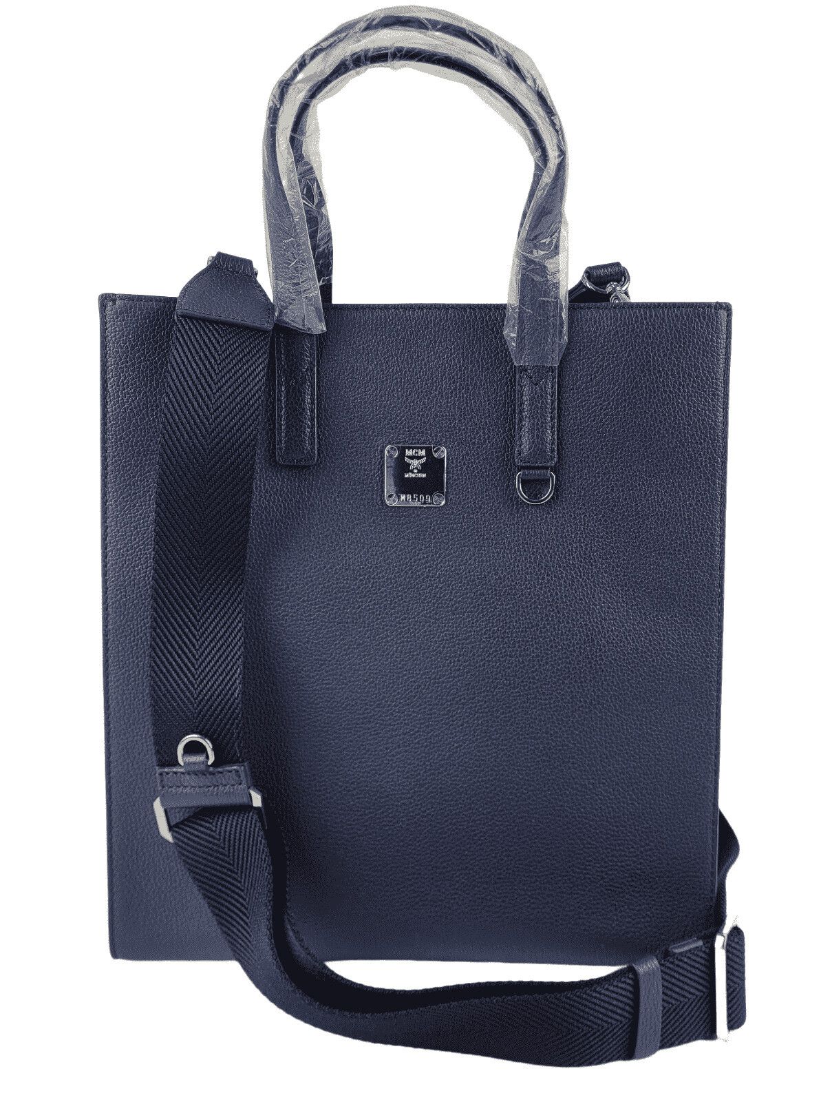 MCM Navy Leather Messenger Tote Bag with Camo Print Size ONE SIZE - 7 Thumbnail