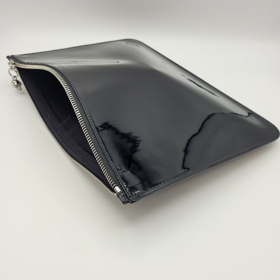 Alexander McQueen Women's Black Patent Leather Skull Charm Large Pouch Size ONE SIZE - 6 Thumbnail