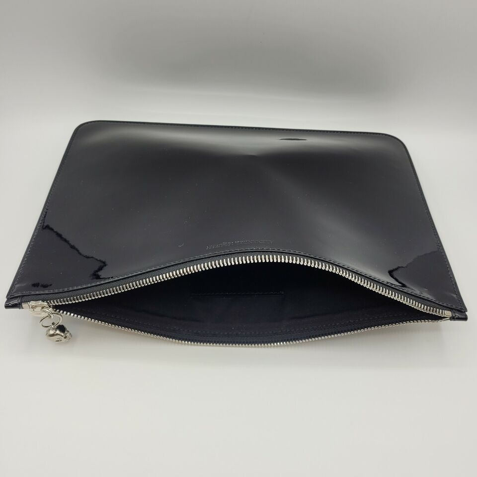Alexander McQueen Women's Black Patent Leather Skull Charm Large Pouch Size ONE SIZE - 5 Thumbnail